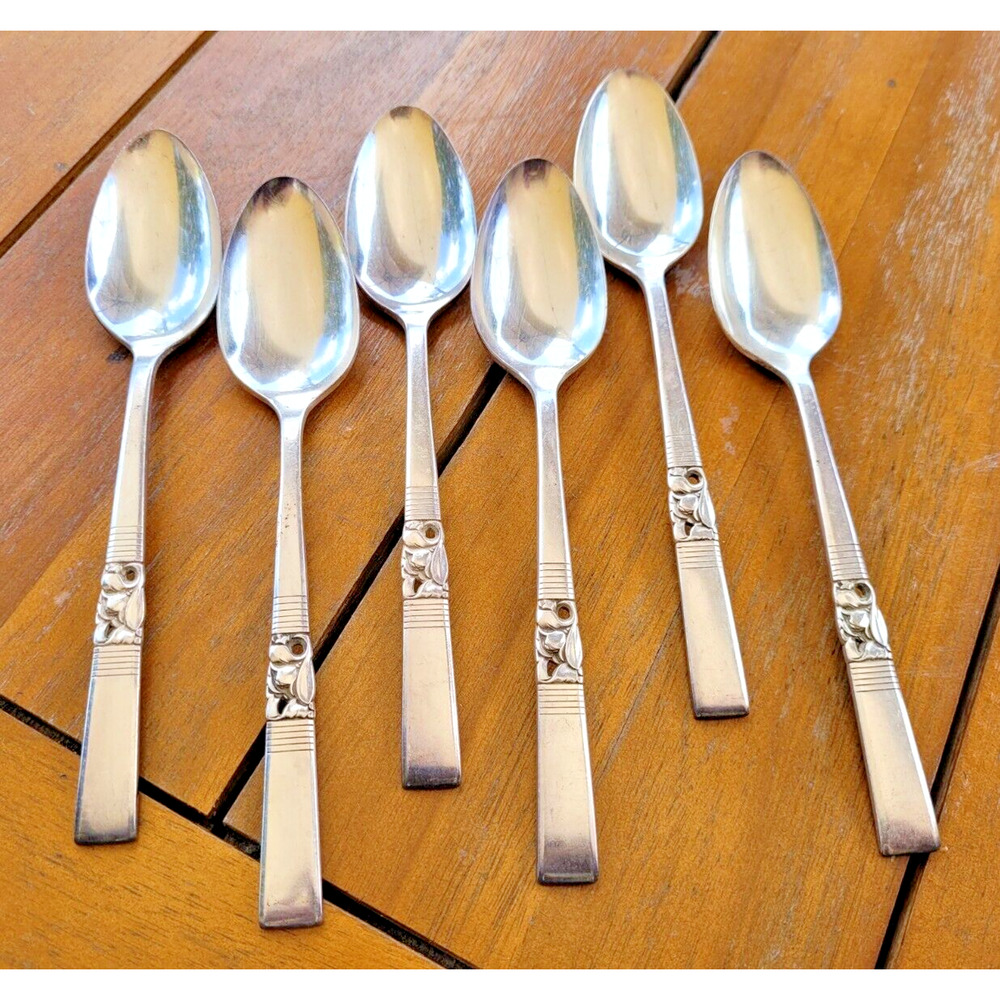 Lot 6 Oneida Community Silverplate Dinner Forks 1948 Morning Star Tulips Flower
